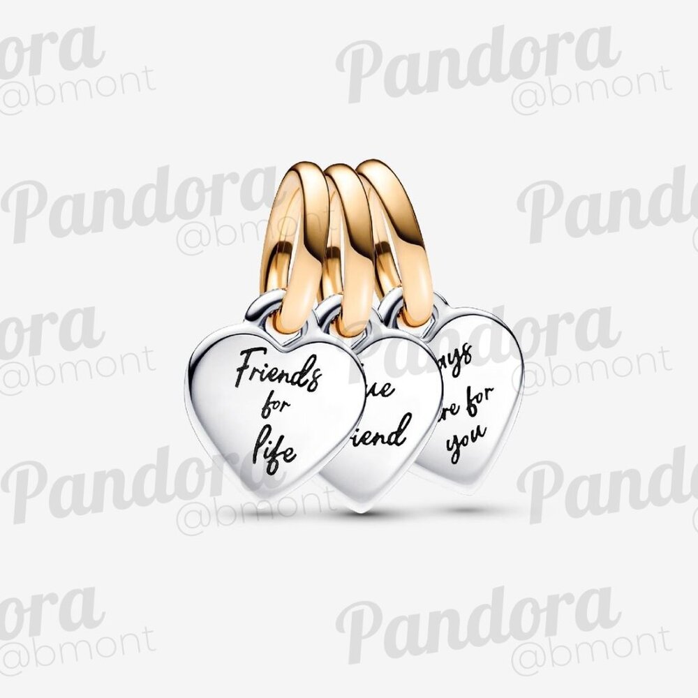 Pandora Two-tone Splittable Friendship Triple Dangle Charm